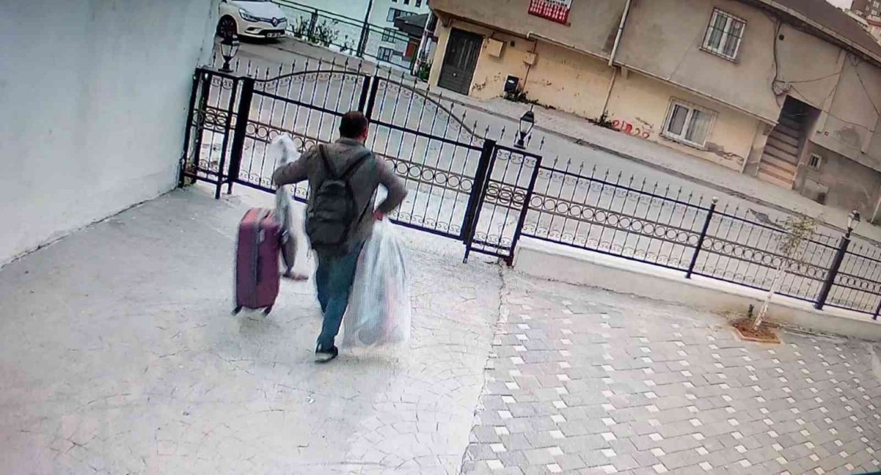 Eyüpsultan’da pişkin hırsız elleri boş girdiği binadan valizle çıktı