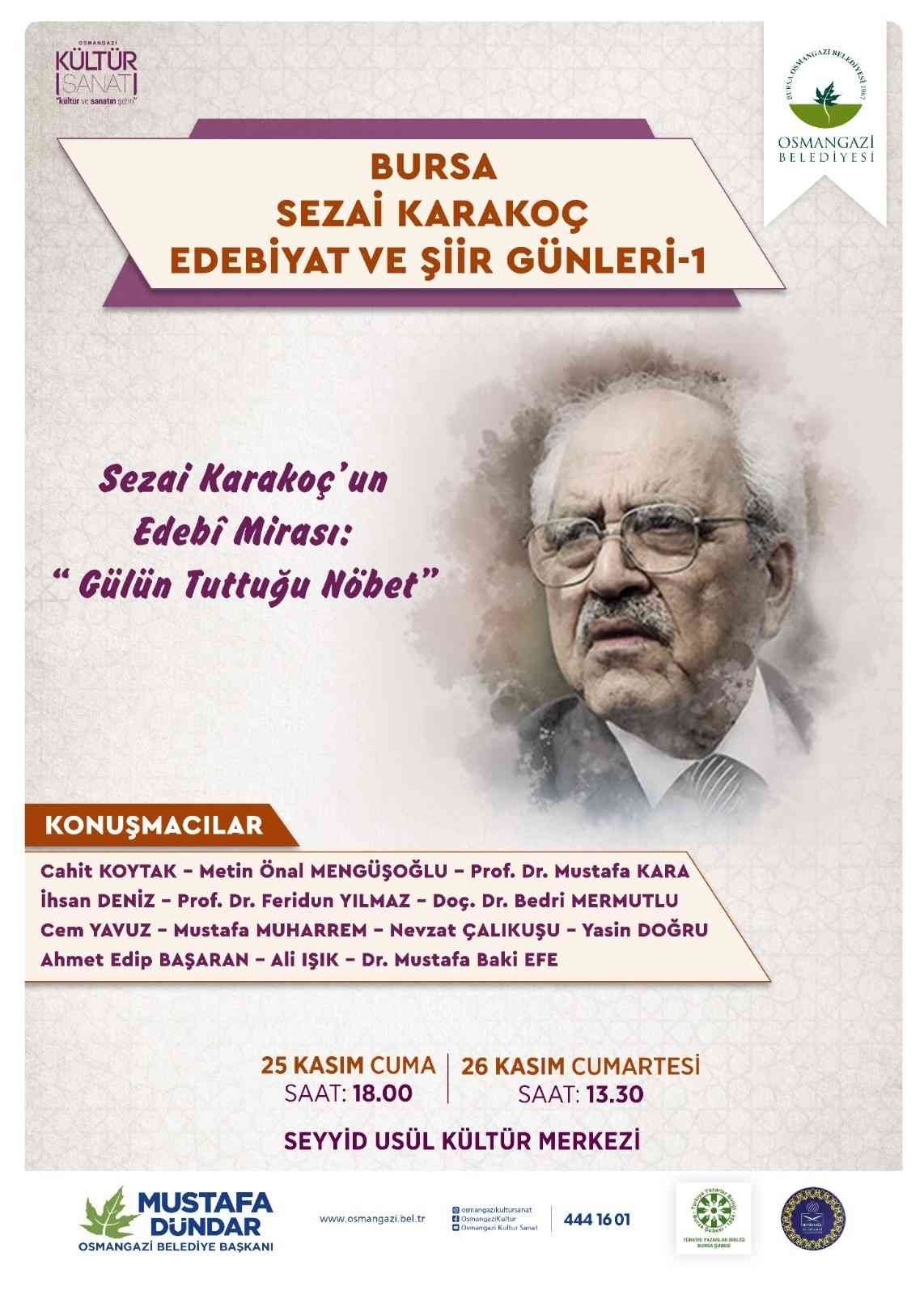 Osmangazi Belediyesi, Sezai Karakoç adına edebiyat ve şiir günleri düzenleniyor