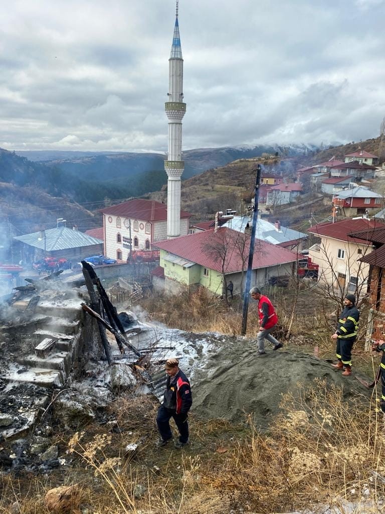 Köyde çıkan yangında iki ev küle döndü