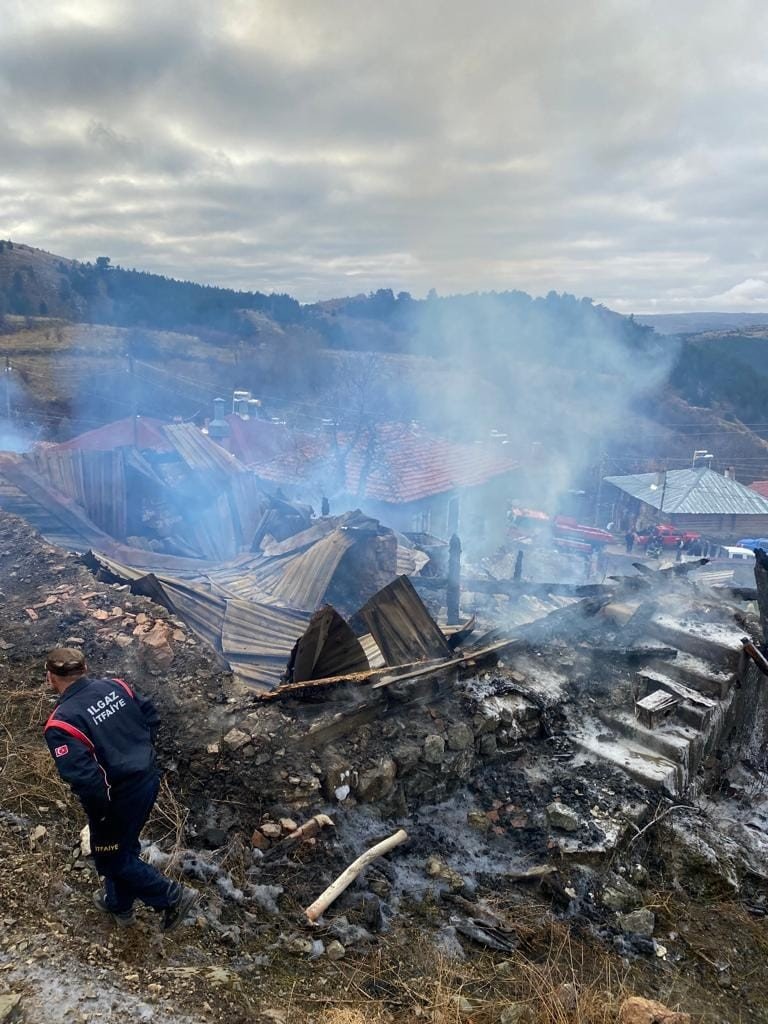 Köyde çıkan yangında iki ev küle döndü