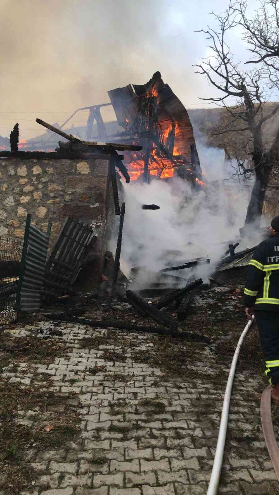 Köyde çıkan yangında iki ev küle döndü