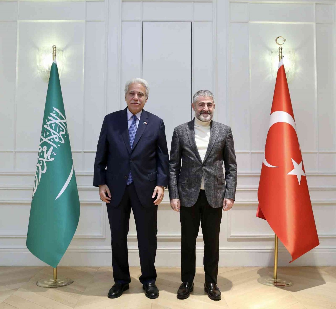 Bakan Nebati, Suudi Arabistan Ticaret Bakanı Al Qasabi ile bir araya geldi