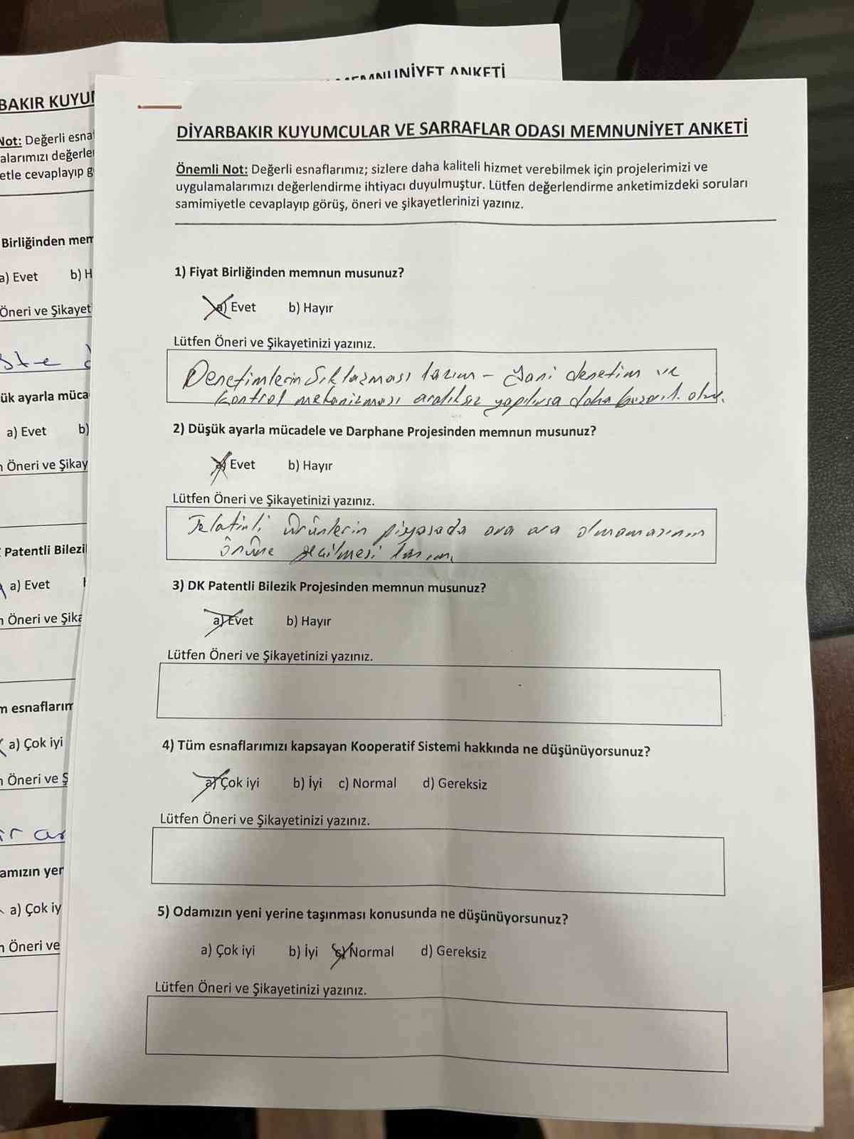 Diyarbakır’da kuyumcular odasından esnafa memnuniyetlik anketi