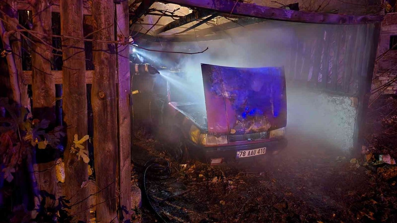 Park halindeki otomobil alevlere teslim oldu