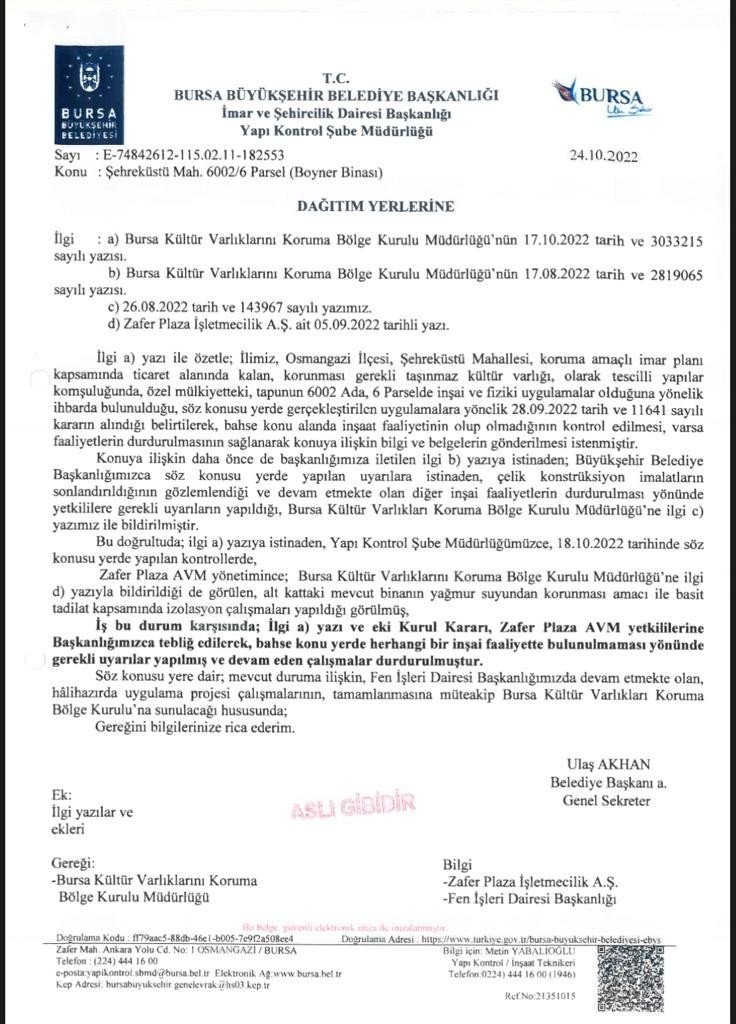 Bursa’da tarihi projeye gölge düşmeyecek