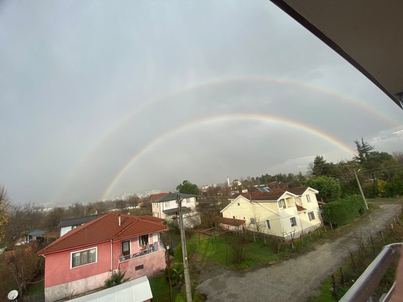 Düzce’de çifte gökkuşağı hayran bıraktı