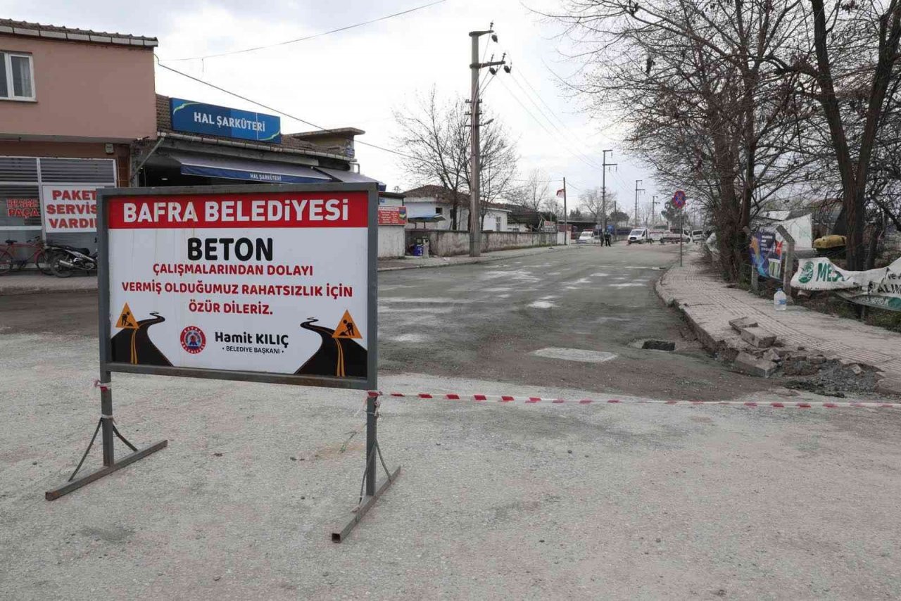 Bafra’da beton yol seferberliği