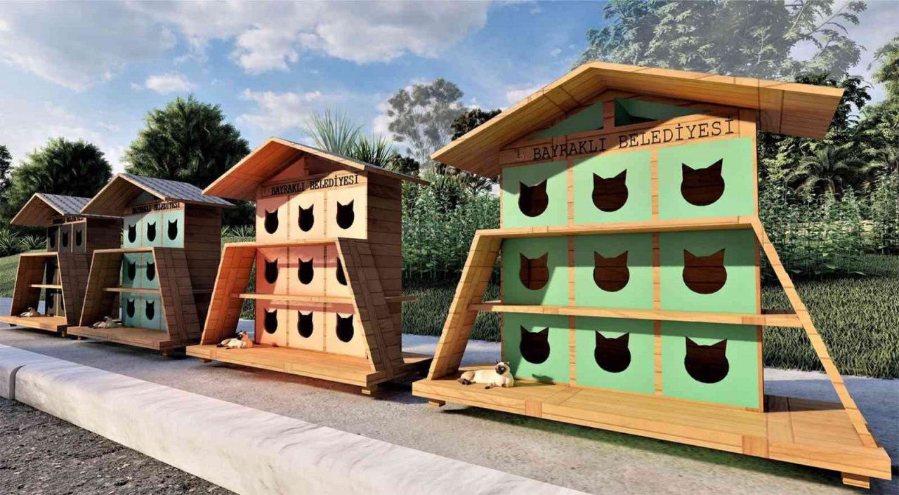 Bayraklı Belediyesinden sokak kedilerine sıcak yuva