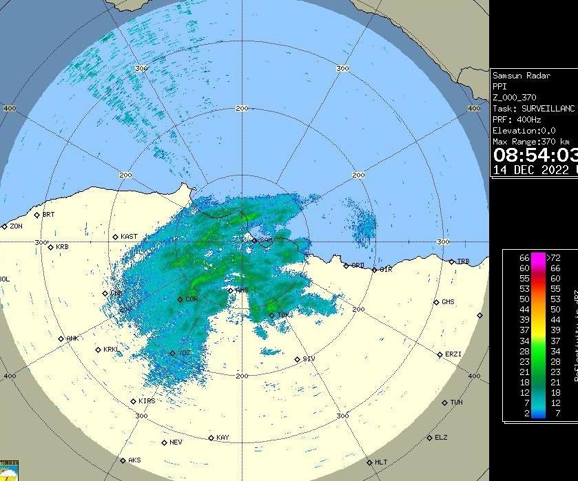 Samsun’un Havza ilçesine 33,7 kilo yağış düştü