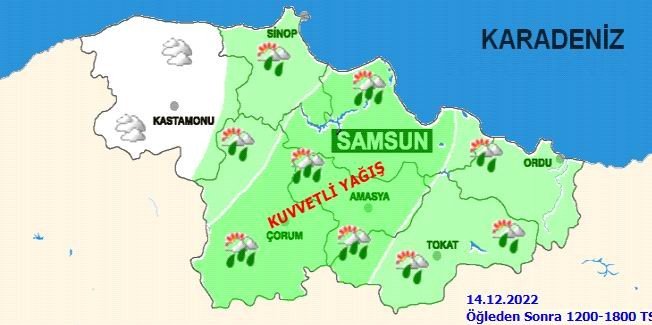 Samsun’un Havza ilçesine 33,7 kilo yağış düştü