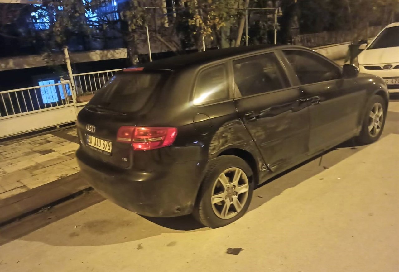 Kontrolden çıkan araç park halindeki 4 araca çarptıktan sonra kaçtı