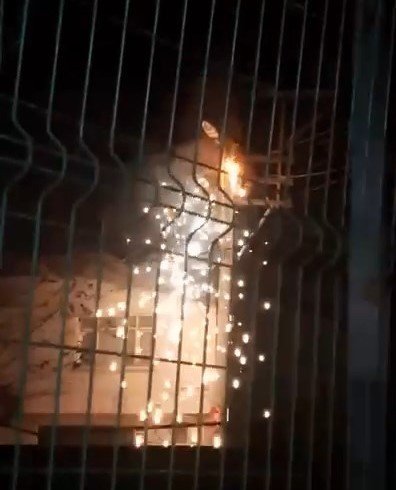 Elektrik direği havi fişek gibi patladı