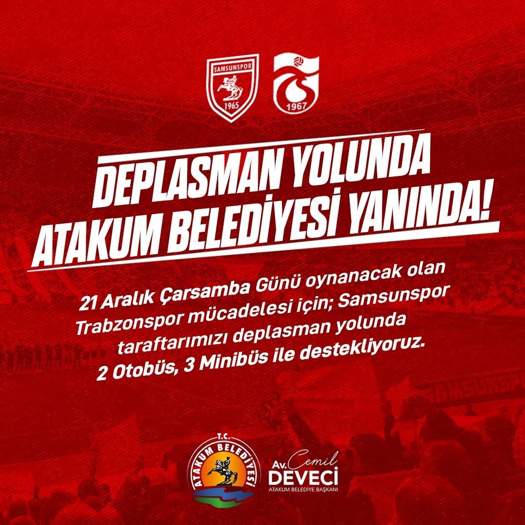 Atakum’dan taraftara ulaşım desteği