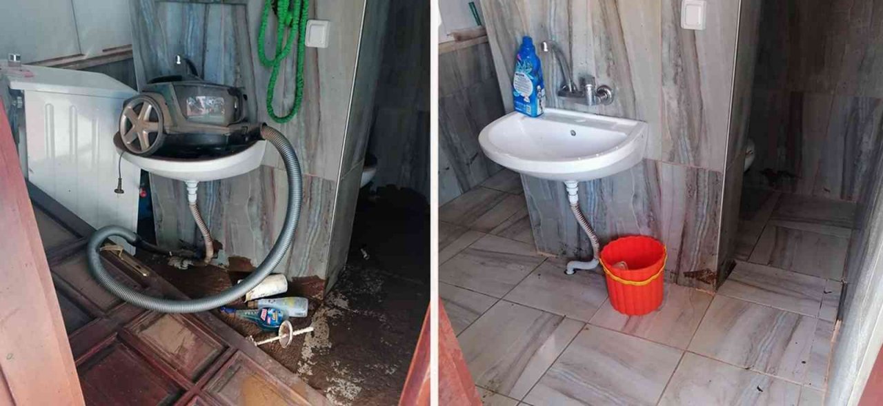 Büyükşehir ekipleri su basan evlerde temizlik yaptı