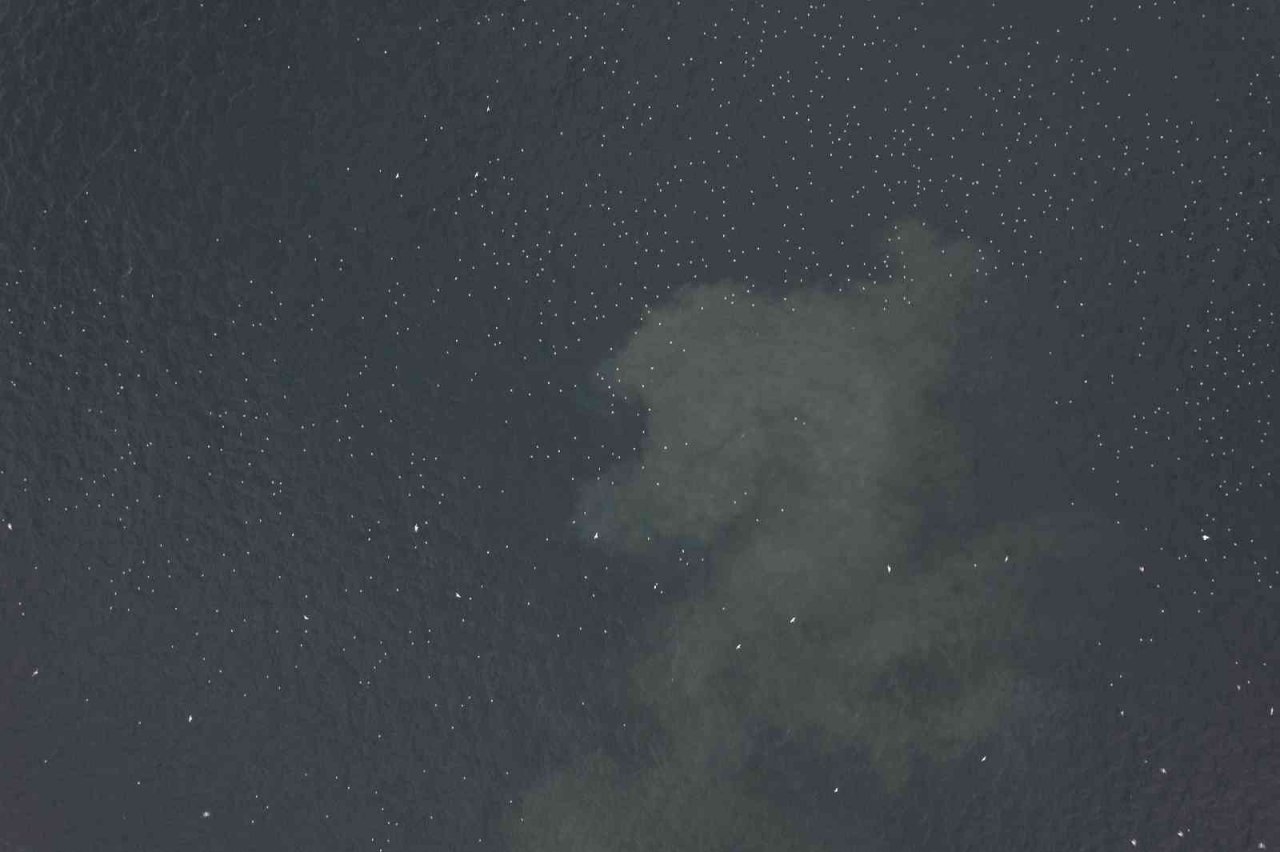 Fırtına ile Sarıyer sahillerinde oluşan ilginç görüntü dron kamerasına yansıdı