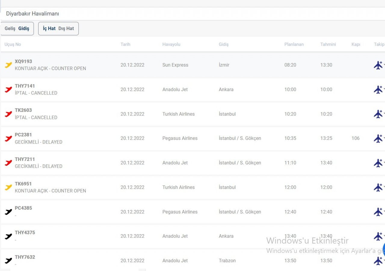 Diyarbakır’da 4 gündür etkili olan sis nedeniyle uçak seferleri iptal edildi