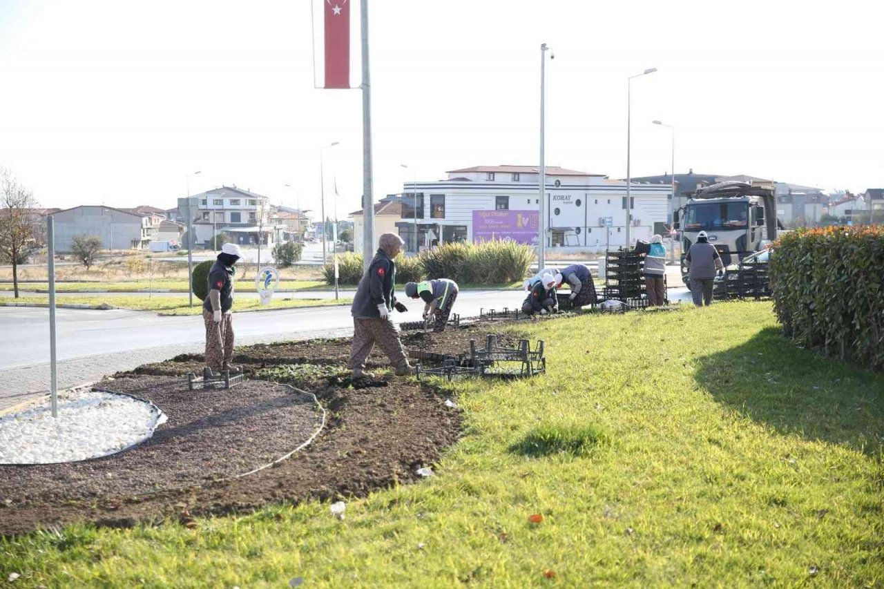 Merkezefendi mevsimlik çiçek dikimiyle renkleniyor