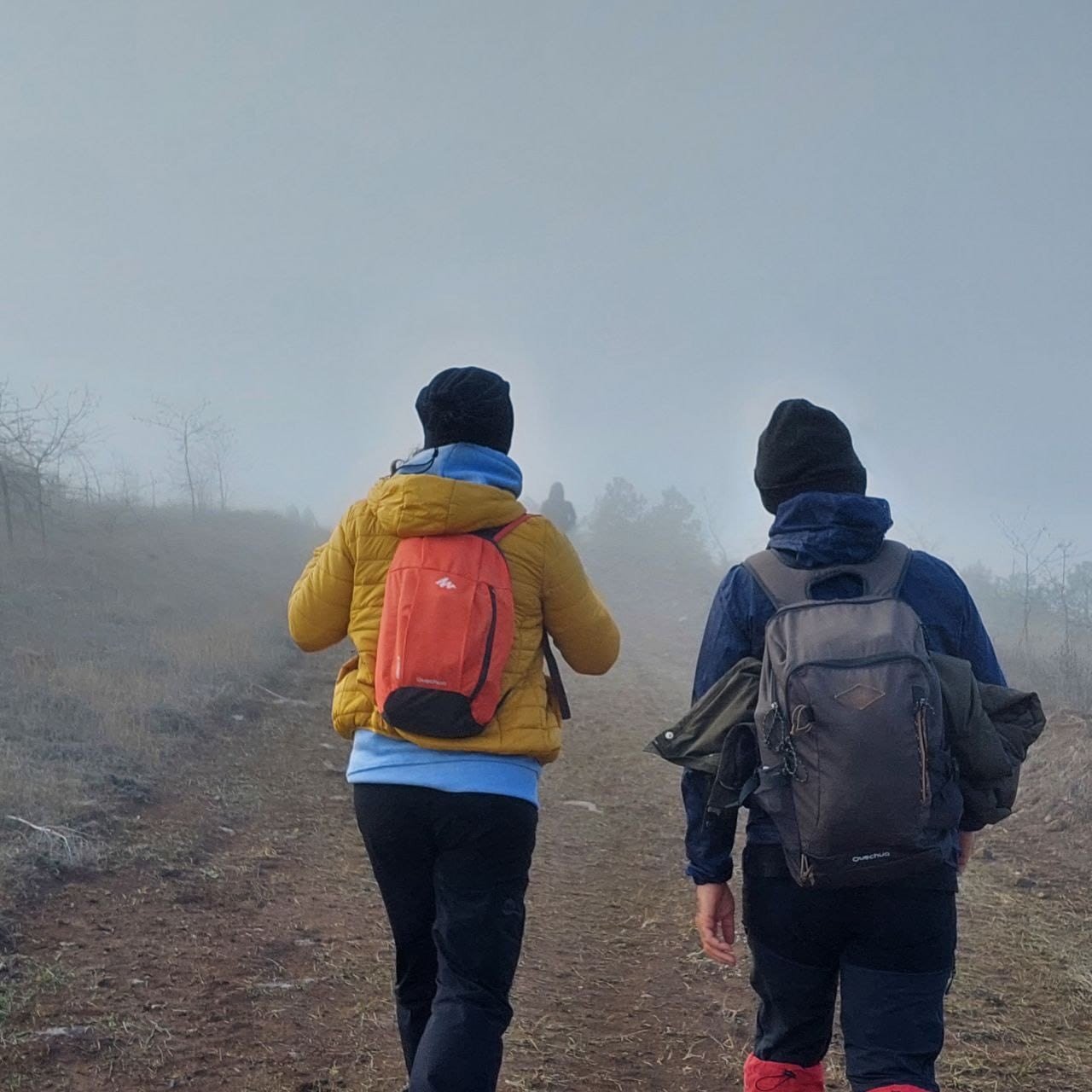 Doğa yürüyüşçülerine sis eşlik etti