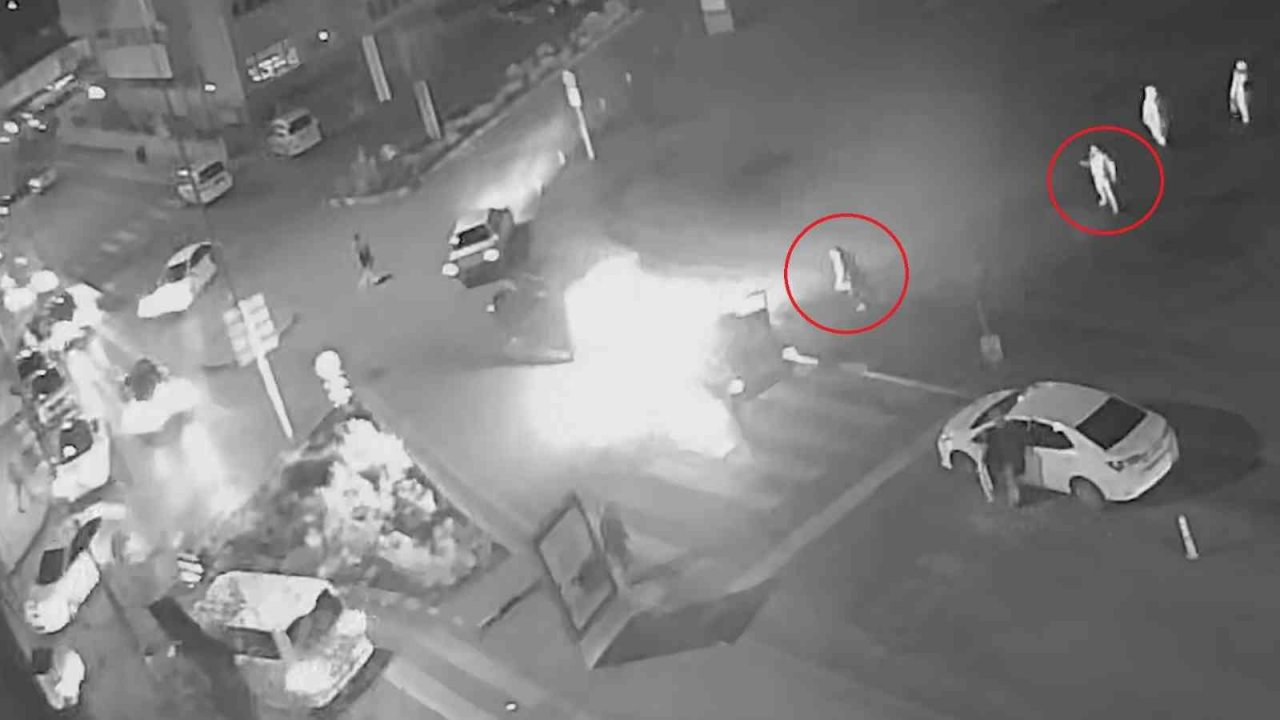 LPG’li otomobil bir anda alev aldı, son anda kaçtıkları anlar kameraya yansıdı