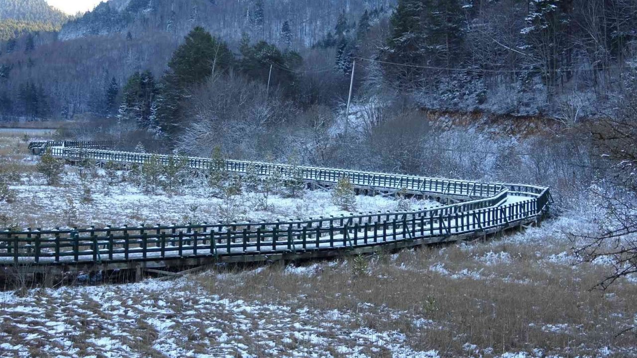 Abant beyaz örtüyle kaplandı