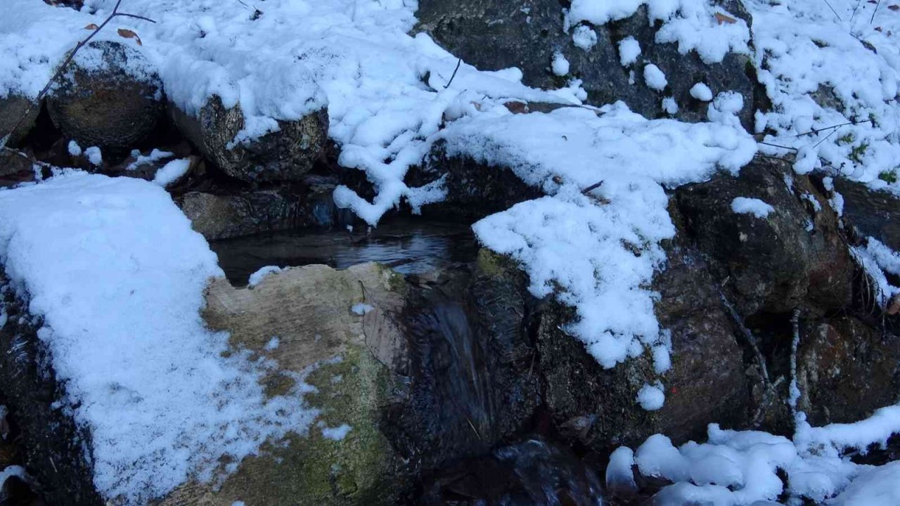Abant beyaz örtüyle kaplandı