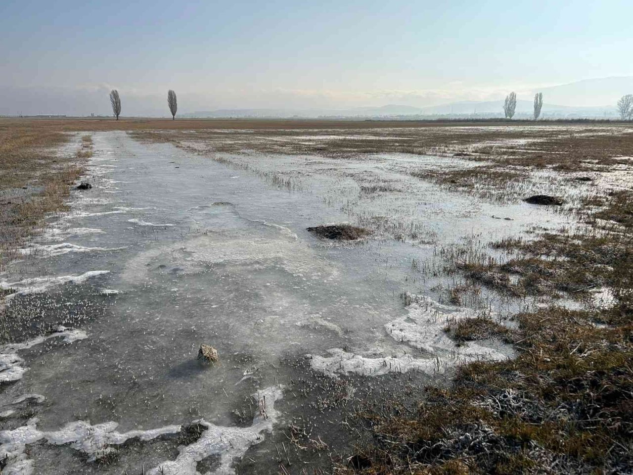 Hava sıcaklığının eksi 5’e düştüğü Erzurum buz tuttu