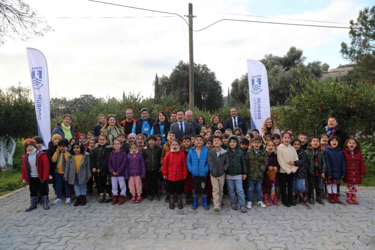 Başkan Aras, öğrencilerle mandalina hasadı yaptı