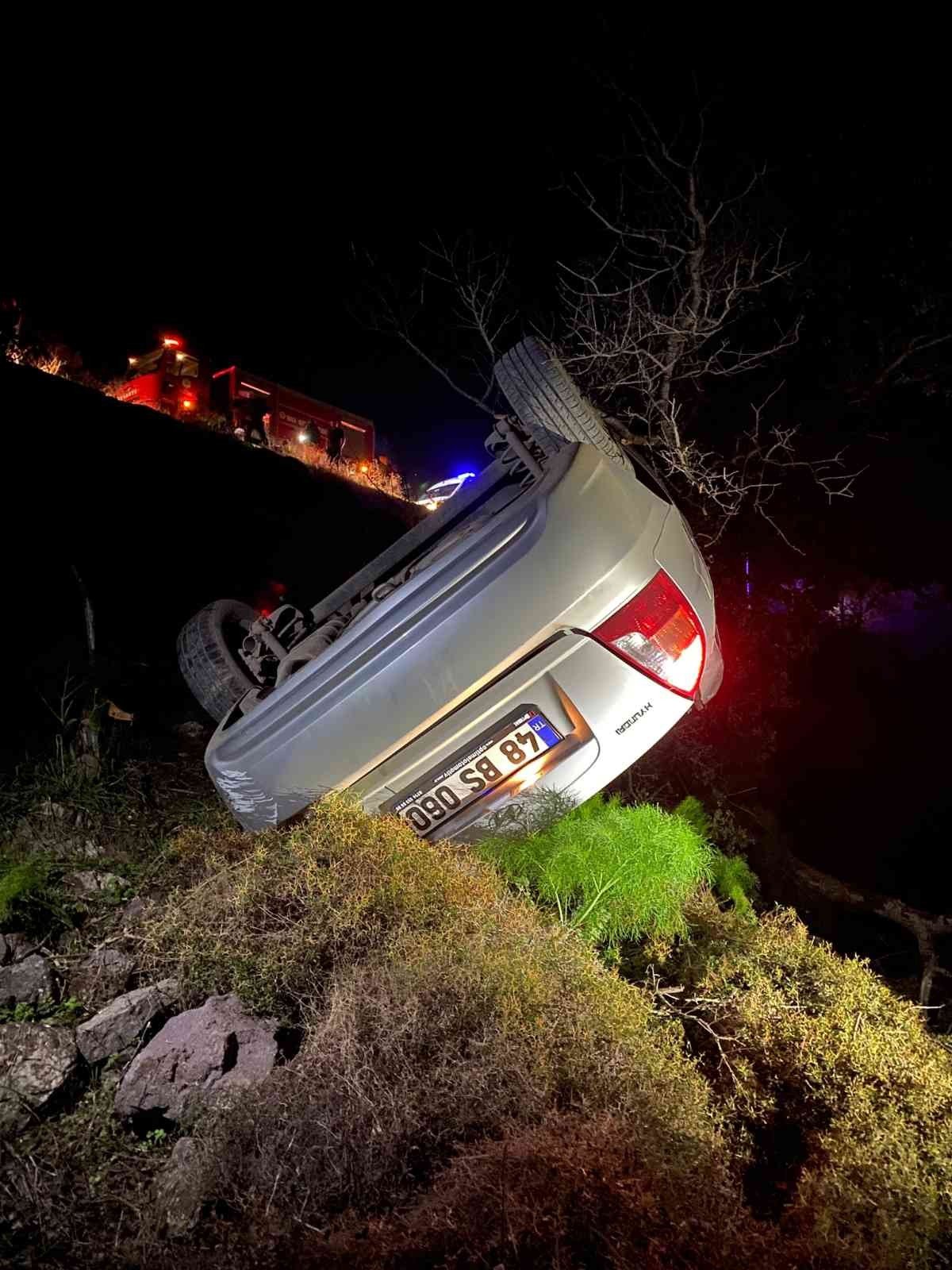 Otomobil şarampole düştü