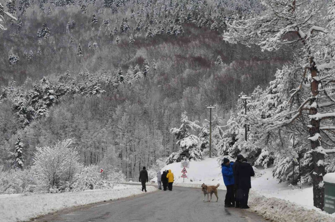 Karla kaplı Abant’a kış güzelliği