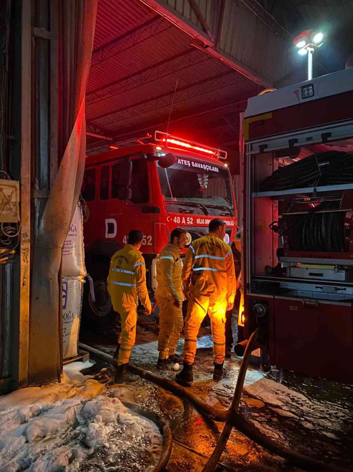 Balık yem fabrikasındaki yangına ormancılar da müdahale etti