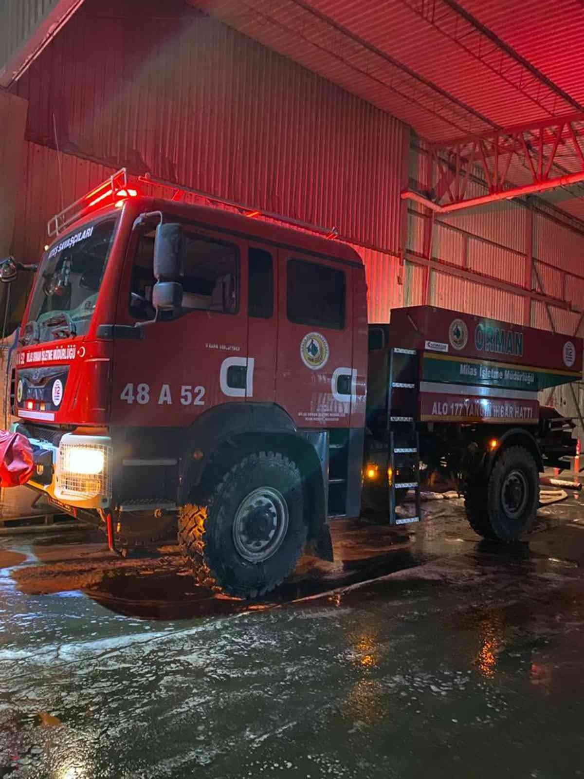 Balık yem fabrikasındaki yangına ormancılar da müdahale etti