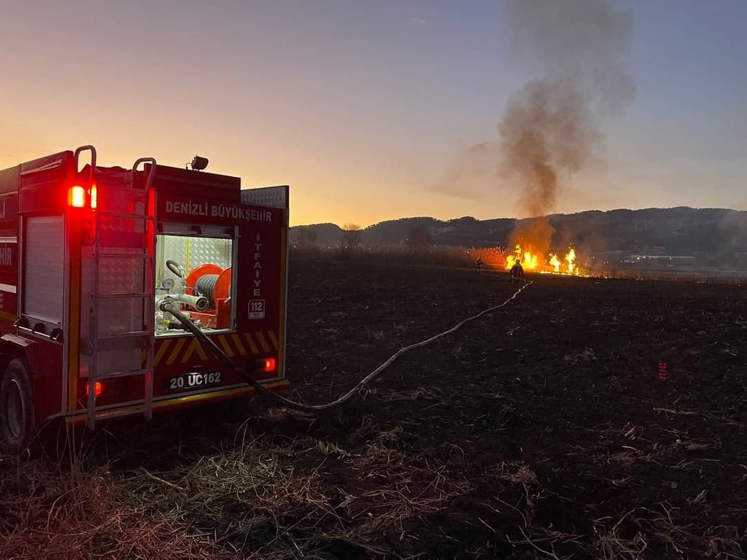 Sazlıklar alev alev yandı