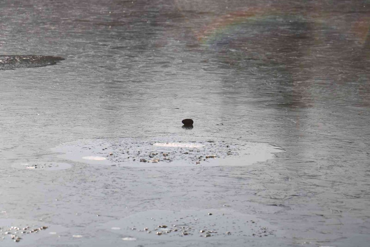 Termometreler eksi 7 dereceyi gösterdi, gölün yüzeyi kısmen buz tuttu