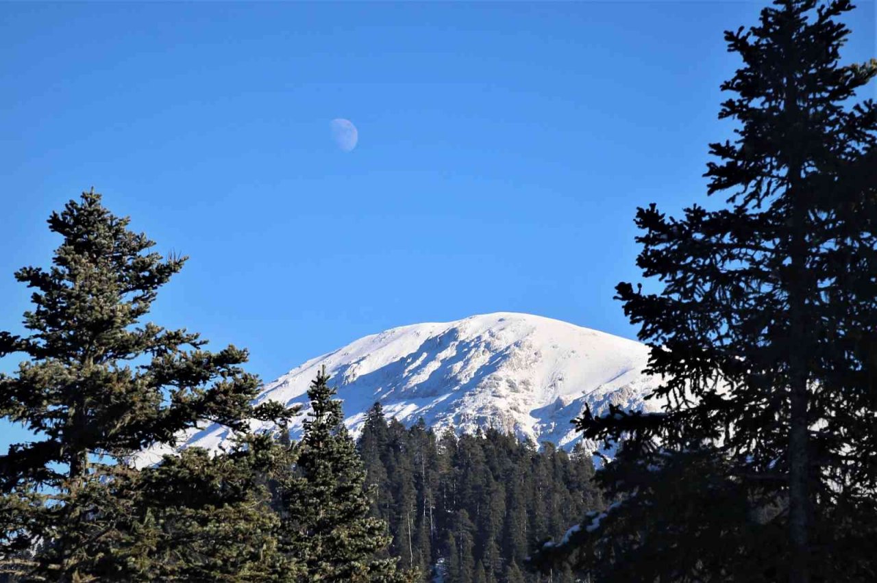 Beyaz örtüyle kaplanan Ilgaz Dağı’nda mest eden kar manzarası