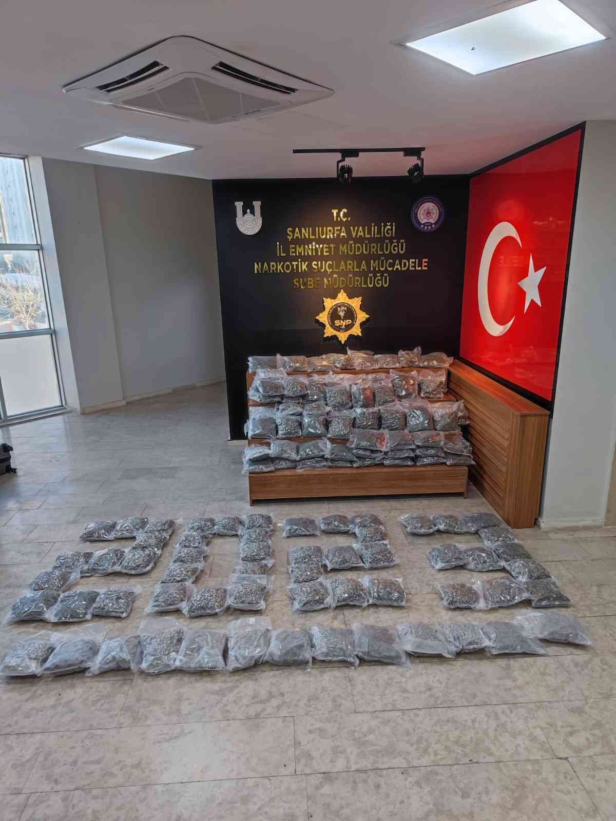 Şanlıurfa’da 91 kilo uyuşturucu ele geçirildi: 2 tutuklama