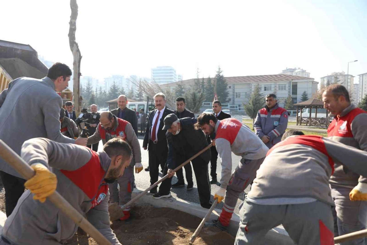 Melikgazi ilçeyi devasa ağaçlarla yeşillendirmeye devam ediyor