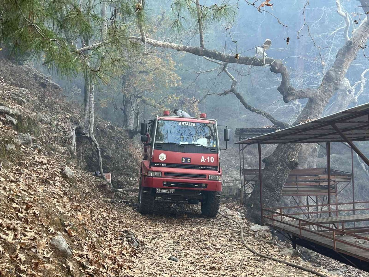 Alanya’da orman yangınında yaklaşık 10 dönüm zarar gördü