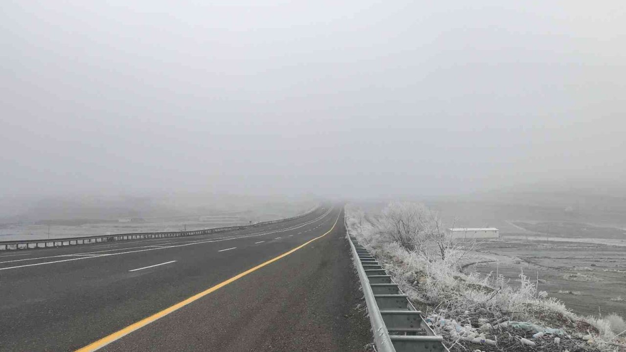 Elazığ’da kırağı ağaçları beyaza bürüdü