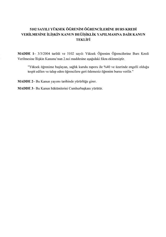 MHP’li Özdemir, engelli öğrenciler için geri ödemesiz eğitim bursu kanun teklifi verdi