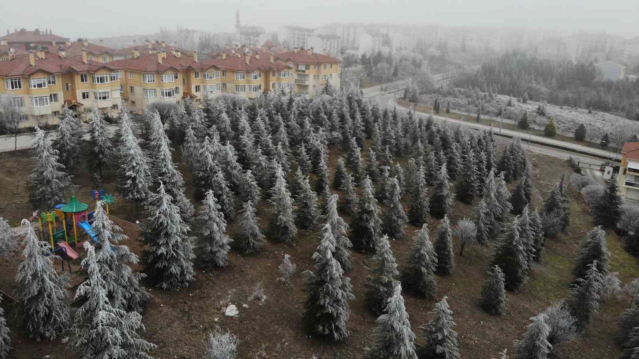 Eskişehir’de etkili olan kırağı eşsiz manzaralar sundu