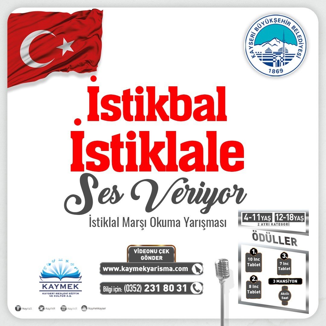 Büyükşehir KAYMEK’ten İstiklal Marşı Okuma Yarışması