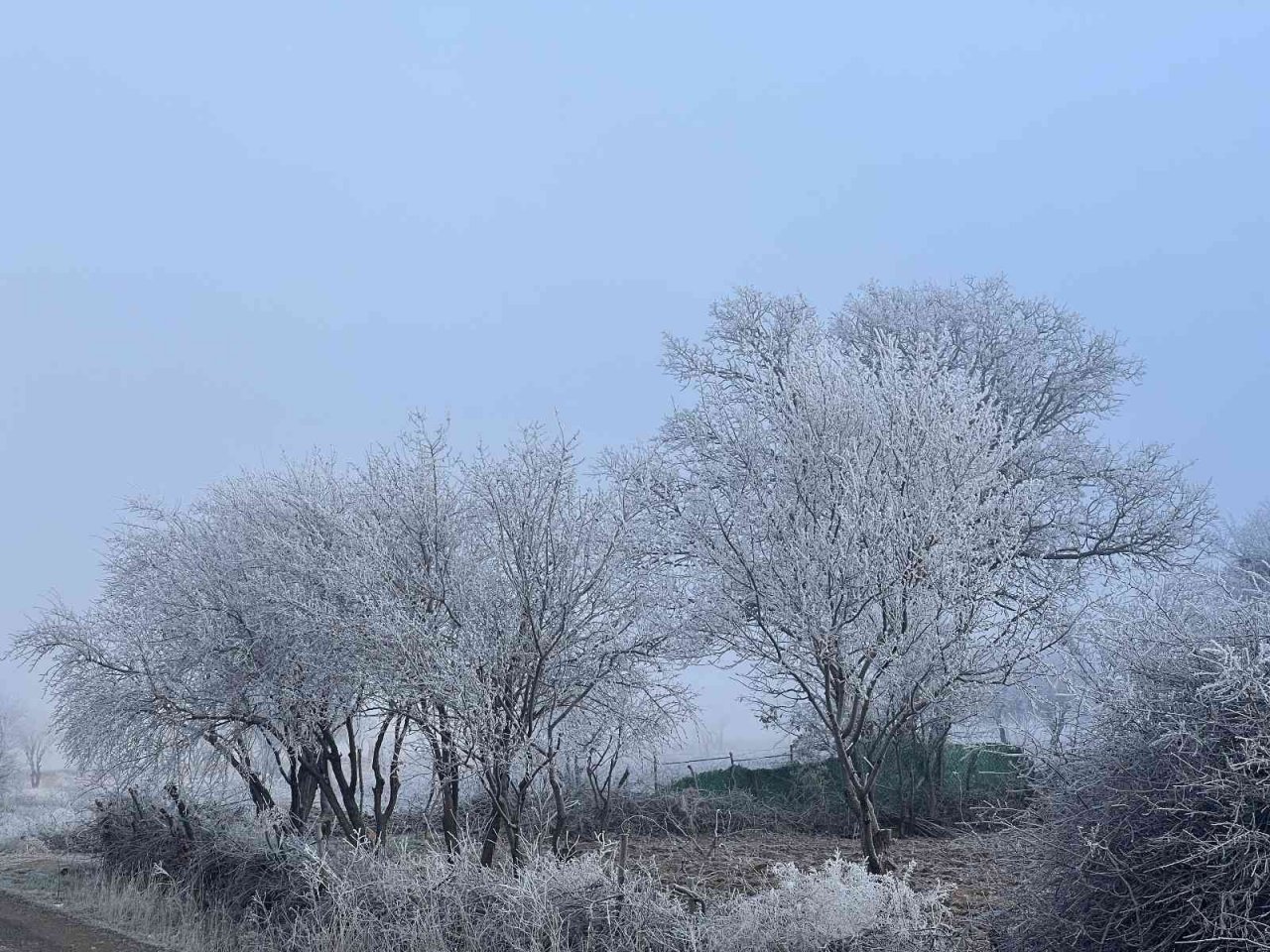 Mardin’de kırağı kartpostallık görüntüler oluşturdu