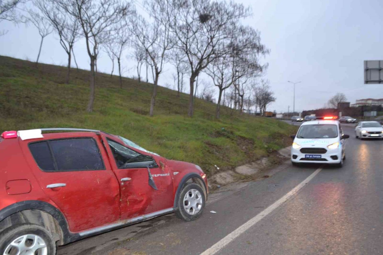 Tekirdağ’da otomobil takla attı: 1 yaralı