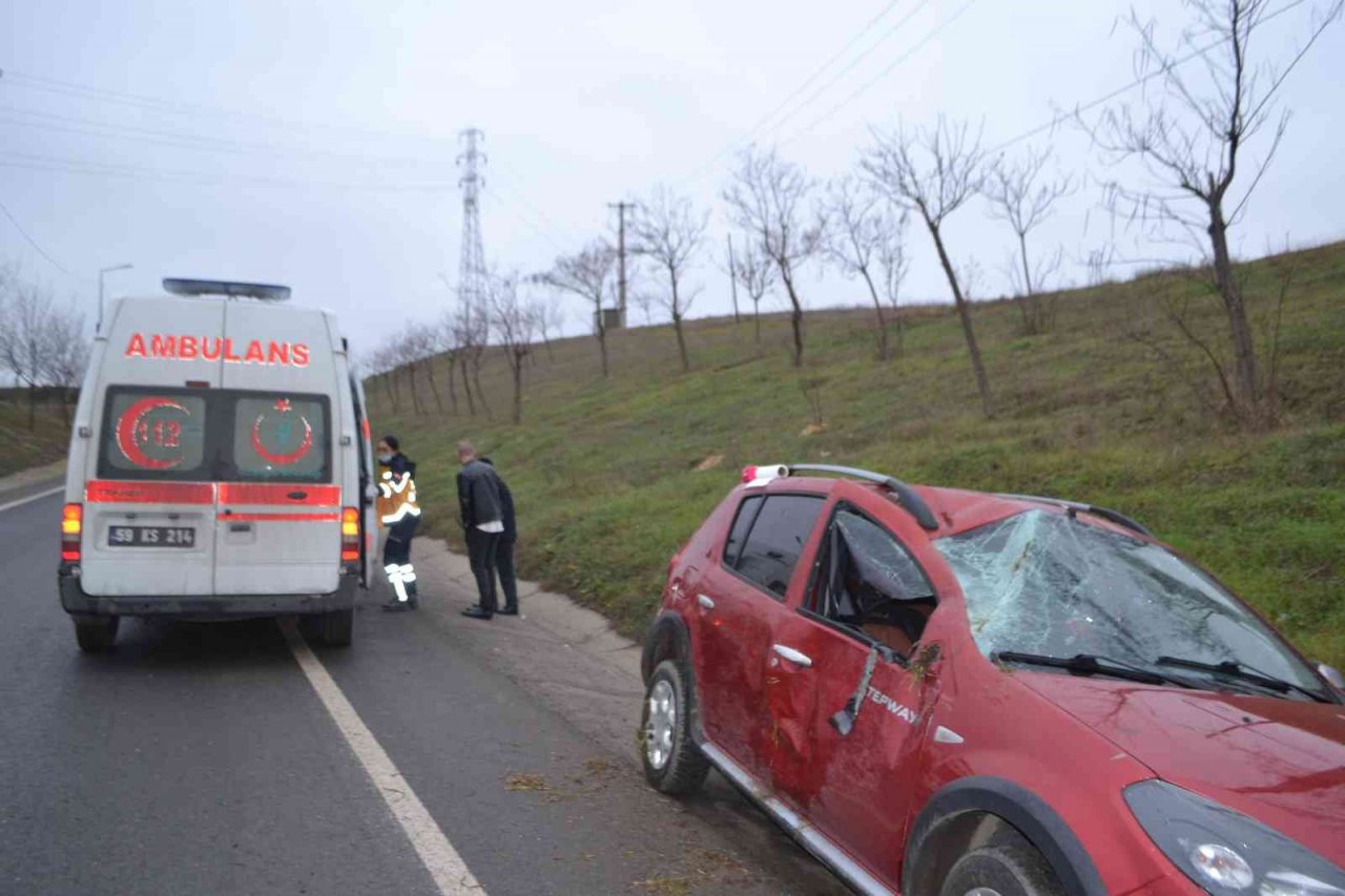 Tekirdağ’da otomobil takla attı: 1 yaralı