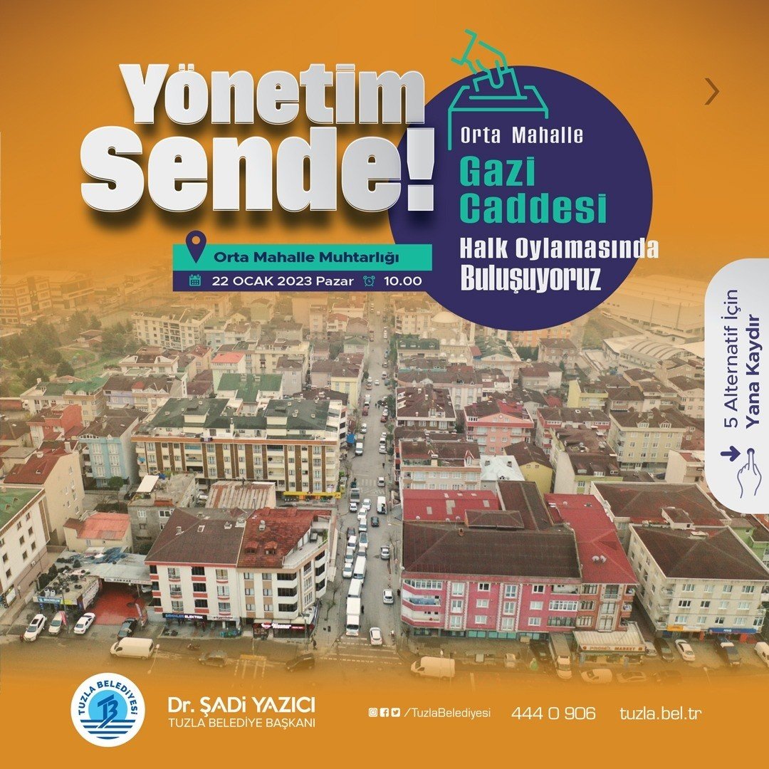 Tuzla’daki 3 caddenin nasıl kullanılacağına vatandaşlar karar verecek