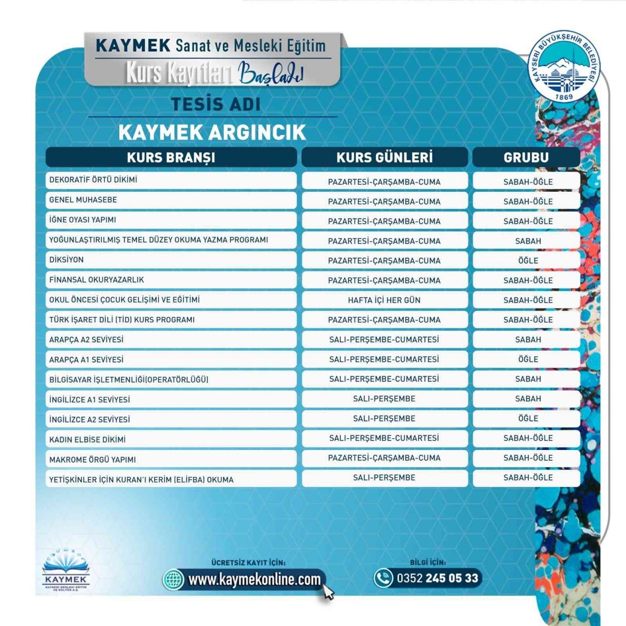 KAYMEK’in 2. dönem kurs kayıtlarına ilk saatlerden yoğun ilgi