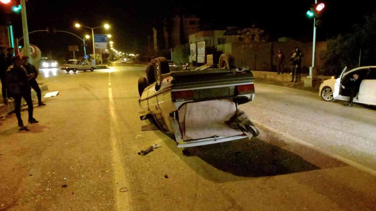 Adana’da takla atan aracın sürücüsü yaralandı