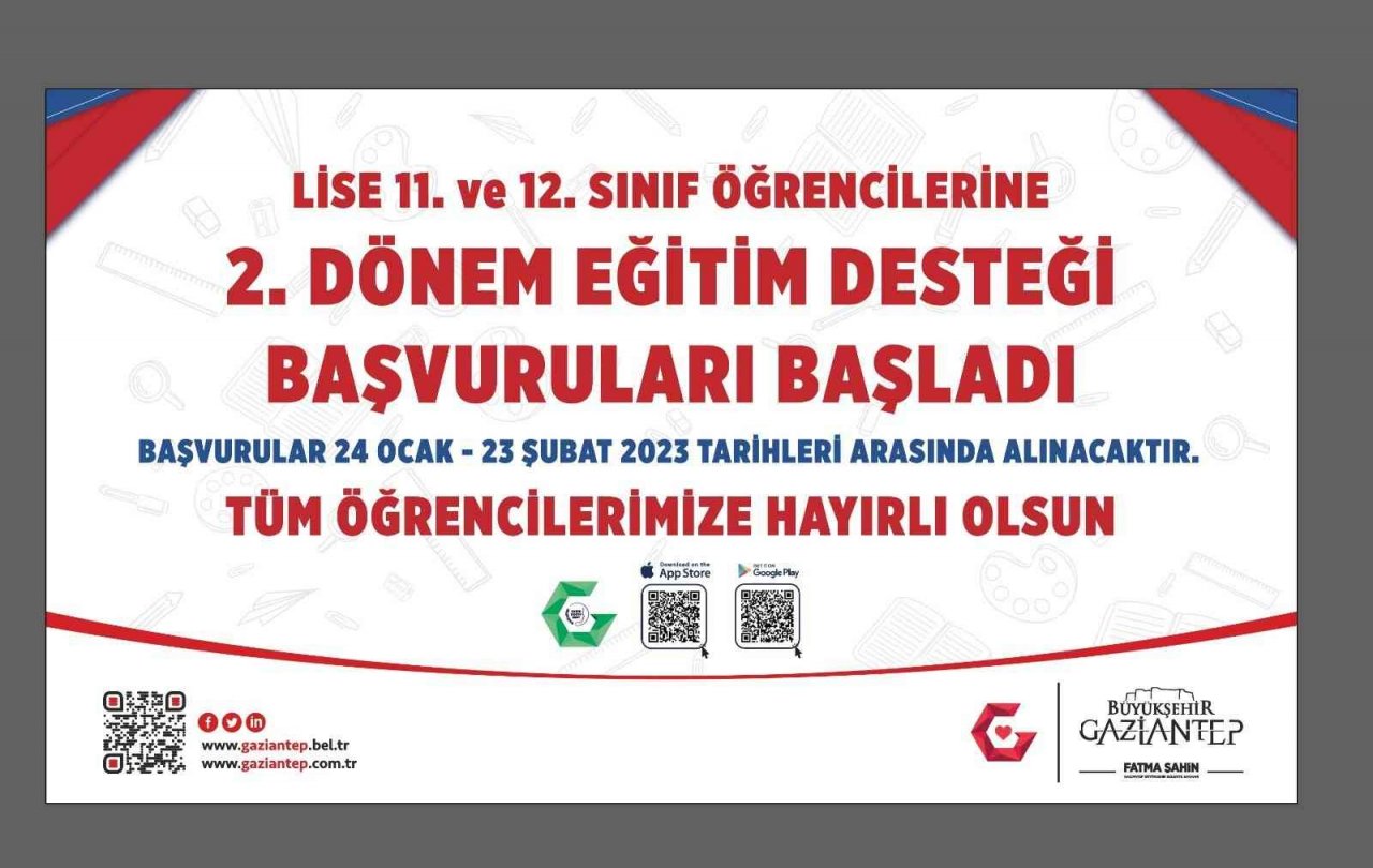 Gaziantep’te 70 bin lise öğrencisine 1200 TL’lik destek