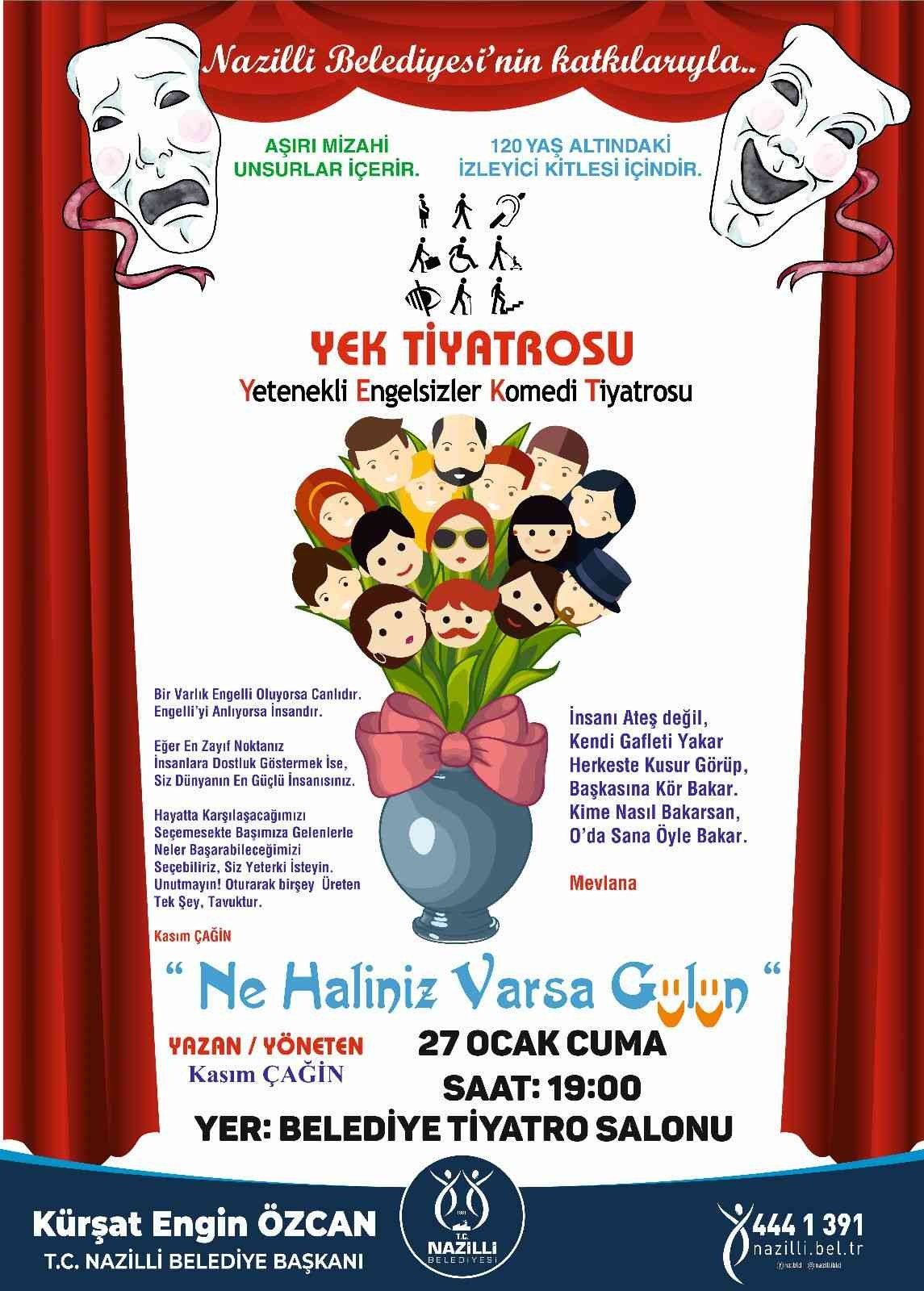 Nazilli’de 2 ayrı tiyatro oyunu ücretsiz olarak sahnelenecek