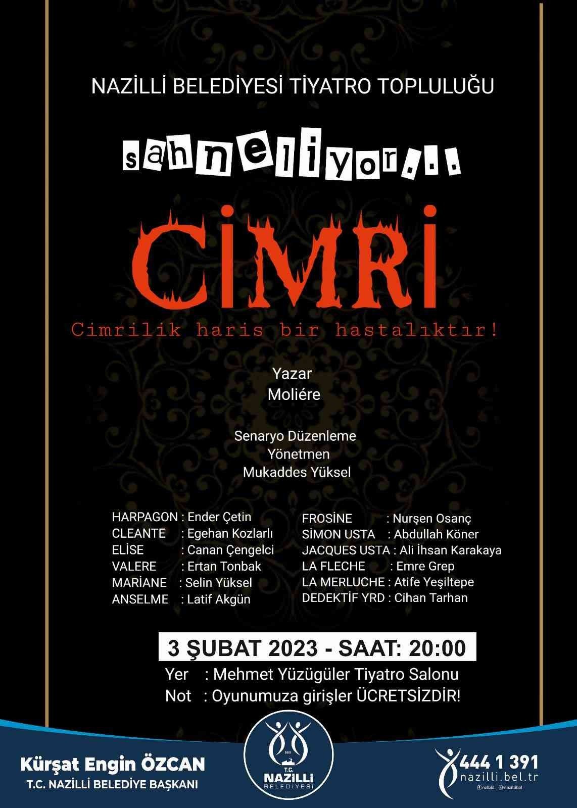 Nazilli’de 2 ayrı tiyatro oyunu ücretsiz olarak sahnelenecek